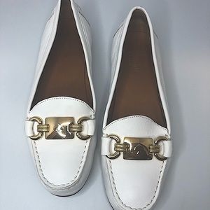 Kate Spade New York white leather loafer shoes